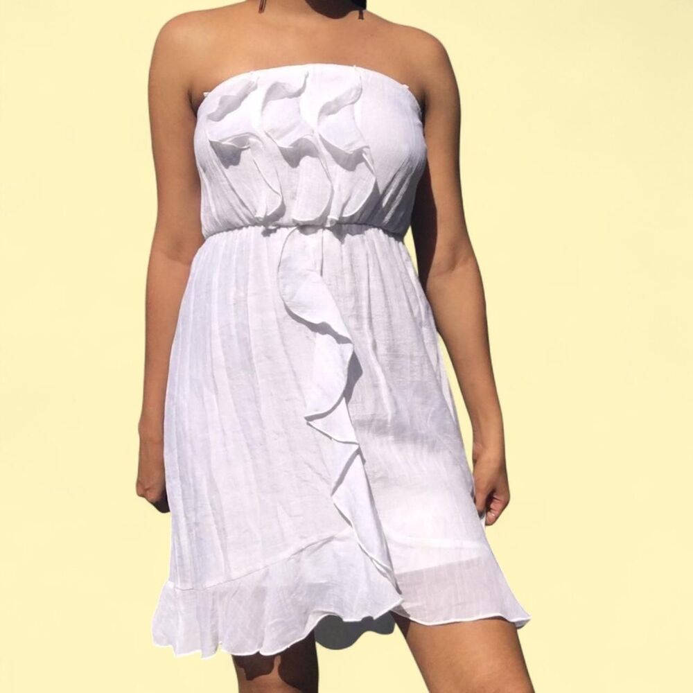 White Strapless Dress - Picture 1 of 4